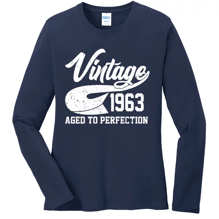 Vintage 1963 Aged To Perfection 60th Birthday Ladies Long Sleeve Shirt