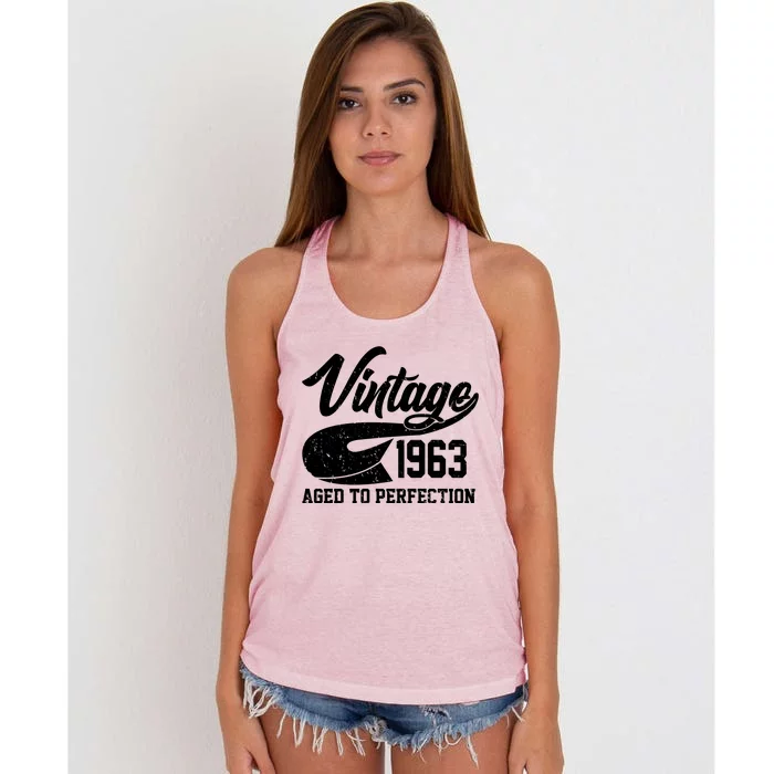 Vintage 1963 Aged To Perfection 60th Birthday Women's Knotted Racerback Tank