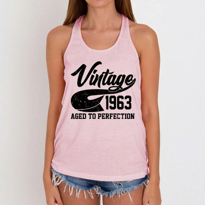 Vintage 1963 Aged To Perfection 60th Birthday Women's Knotted Racerback Tank