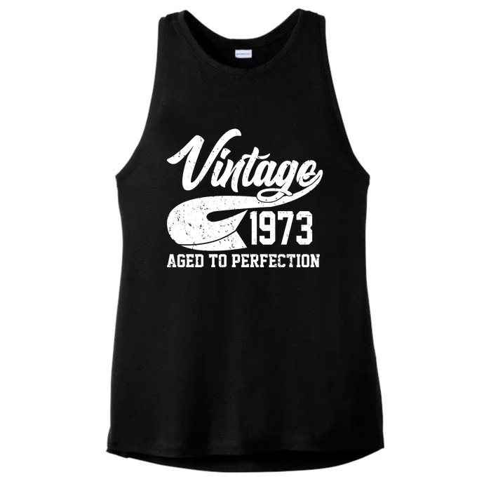 Vintage 1973 Aged To Perfection 50th Birthday Ladies Tri-Blend Wicking Tank