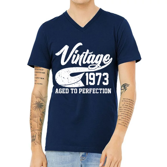 Vintage 1973 Aged To Perfection 50th Birthday V-Neck T-Shirt