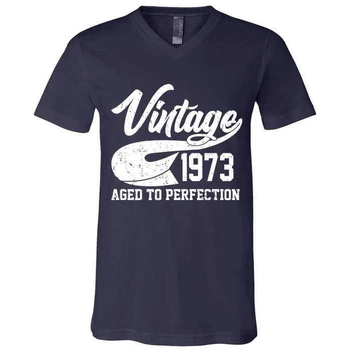 Vintage 1973 Aged To Perfection 50th Birthday V-Neck T-Shirt