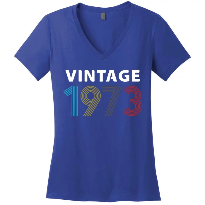 Vintage 1973 Birthday Gift For Mum Grandpa Women's V-Neck T-Shirt