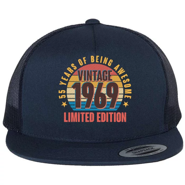 Vintage 1969 Birthday 55 Years Of Being Awesome Limited Edition Flat Bill Trucker Hat