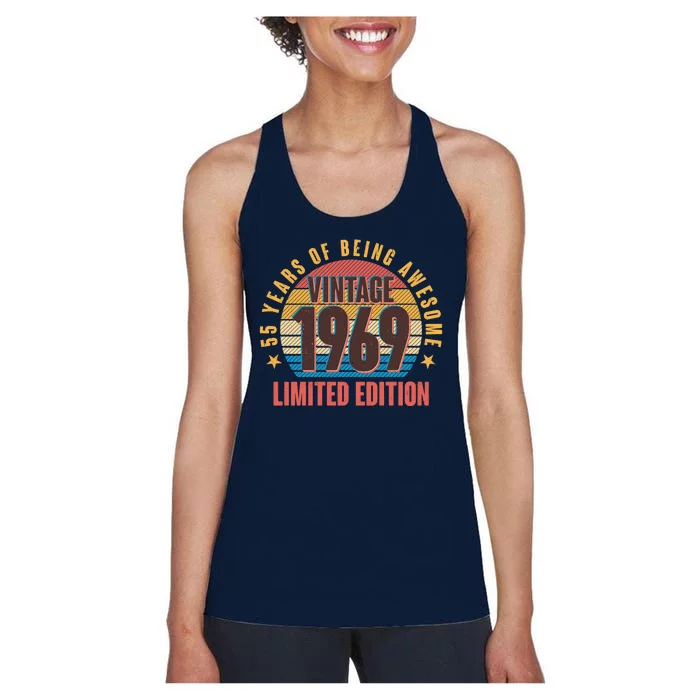 Vintage 1969 Birthday 55 Years Of Being Awesome Limited Edition Women's Racerback Tank