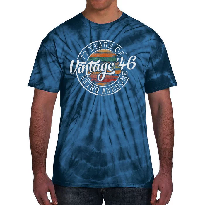 Vintage 1946 Bday Stamp 77th Birthday Gifts 77 Year Old Tie-Dye T-Shirt