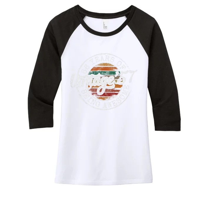 Vintage 1957 Bday Stamp 66th Birthday Gifts 66 Year Old Women's Tri-Blend 3/4-Sleeve Raglan Shirt