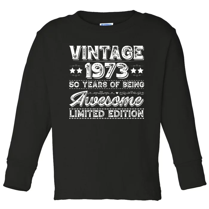 Vintage 1973 Being Awesome Limited Toddler Long Sleeve Shirt