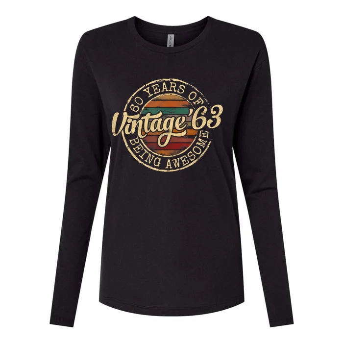 Vintage 1963 Bday Stamp 60th Birthday Gifts 60 Year Old Womens Cotton Relaxed Long Sleeve T-Shirt