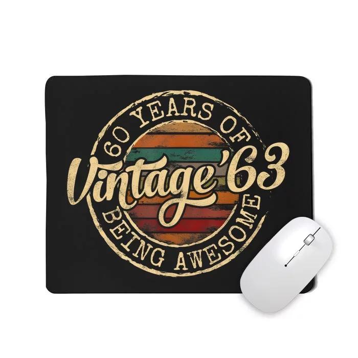 Vintage 1963 Bday Stamp 60th Birthday Gifts 60 Year Old Mousepad