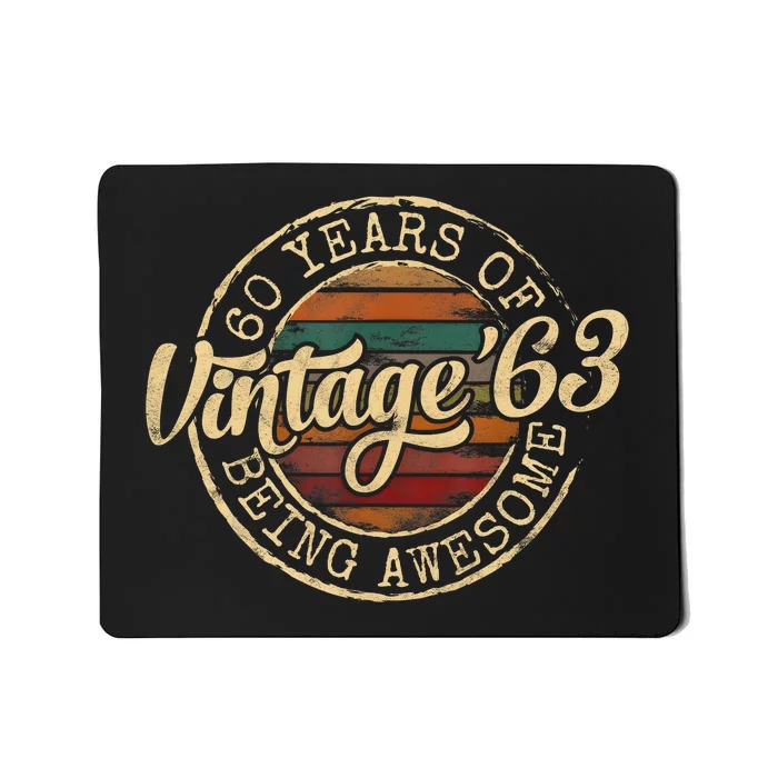 Vintage 1963 Bday Stamp 60th Birthday Gifts 60 Year Old Mousepad