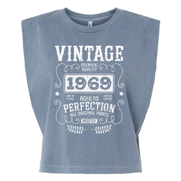 VINTAGE 1969 Birth Year Birthday Funny Quotes Retro Graphic Garment-Dyed Women's Muscle Tee