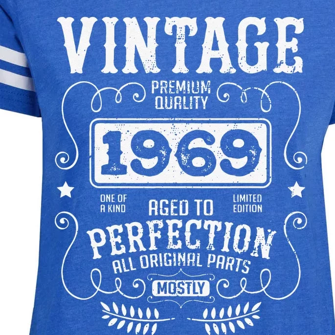 VINTAGE 1969 Birth Year Birthday Funny Quotes Retro Graphic Enza Ladies Jersey Football T-Shirt