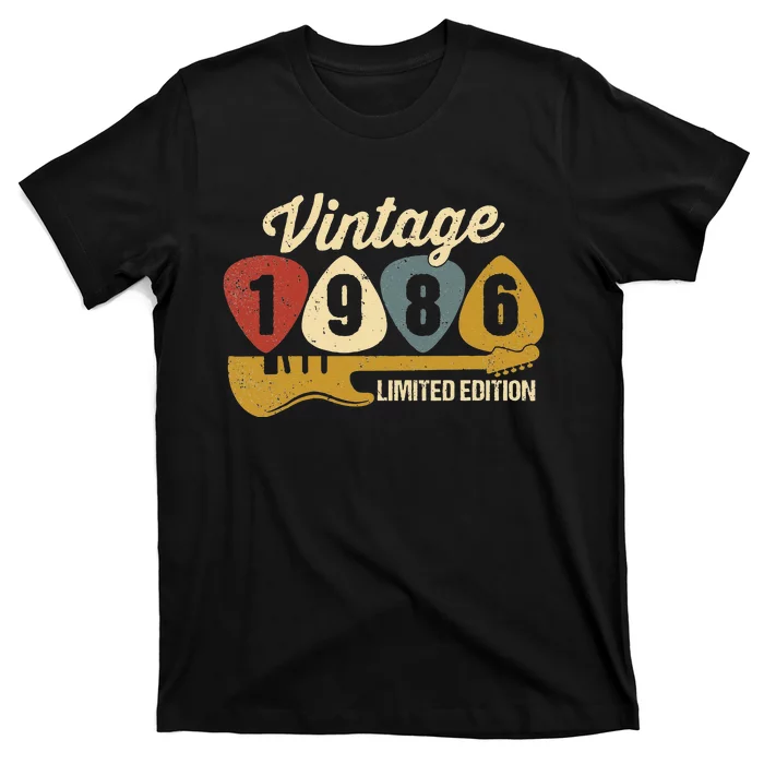 Vintage 1986 Birthday Retro Guitar 36th Birthday Party T-Shirt