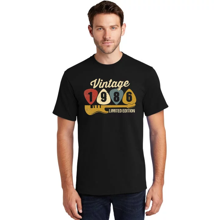 Vintage 1986 Birthday Retro Guitar 36th Birthday Party Tall T-Shirt