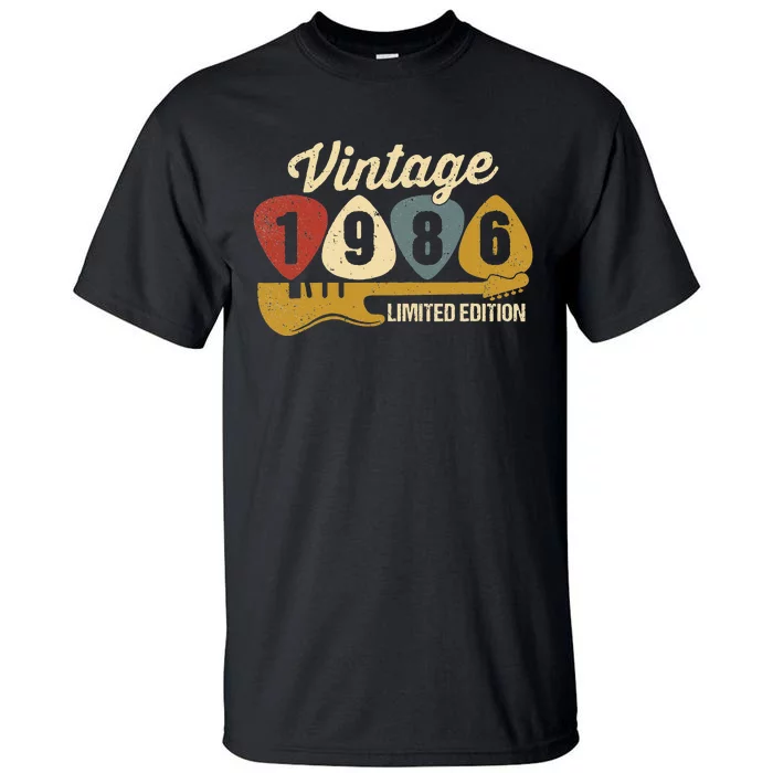 Vintage 1986 Birthday Retro Guitar 36th Birthday Party Tall T-Shirt