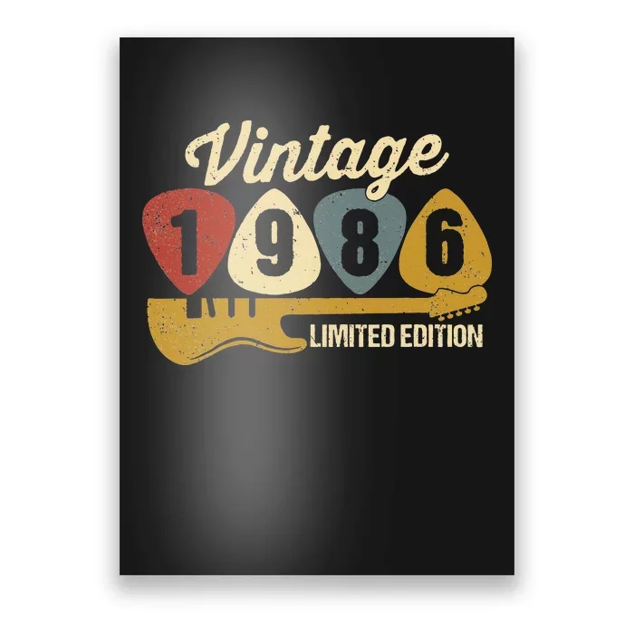 Vintage 1986 Birthday Retro Guitar 36th Birthday Party Poster