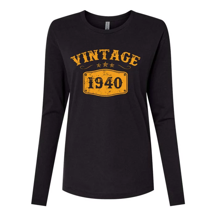 Vintage 1940 Birthday Gifts Womens Cotton Relaxed Long Sleeve T-Shirt