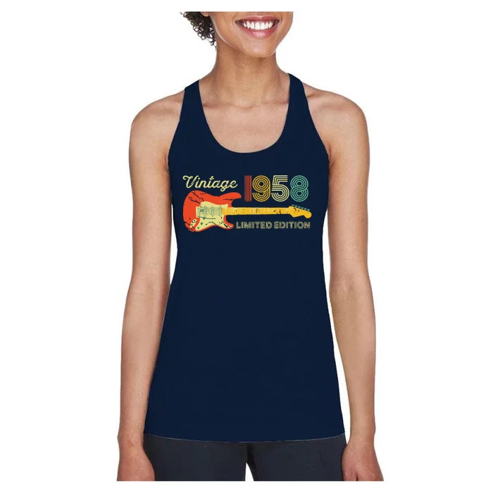 Vintage 1958 Birthday Gifts Guitar Lovers 65th Birthday Women's Racerback Tank