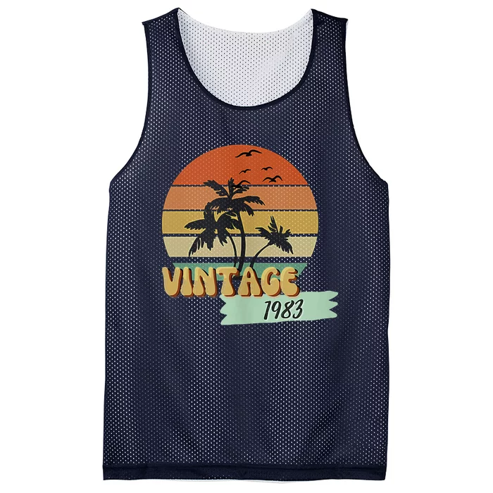 Vintage 1983 Beach 40th Birthday Class Reunion Scene Mesh Reversible Basketball Jersey Tank