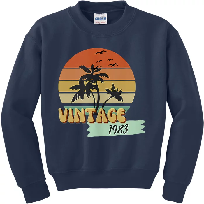 Vintage 1983 Beach 40th Birthday Class Reunion Scene Kids Sweatshirt