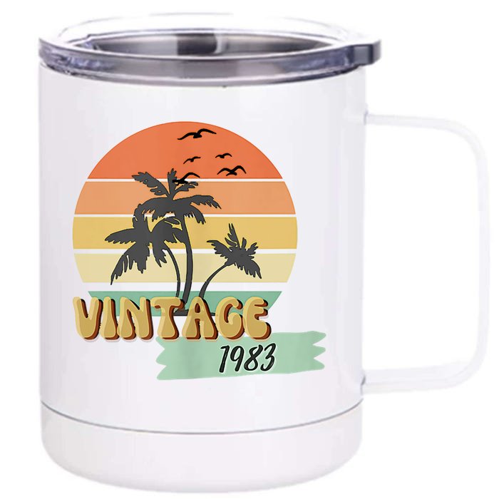 Vintage 1983 Beach 40th Birthday Class Reunion Scene Front & Back 12oz Stainless Steel Tumbler Cup