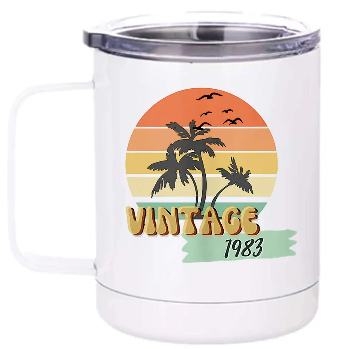 Vintage 1983 Beach 40th Birthday Class Reunion Scene Front & Back 12oz Stainless Steel Tumbler Cup