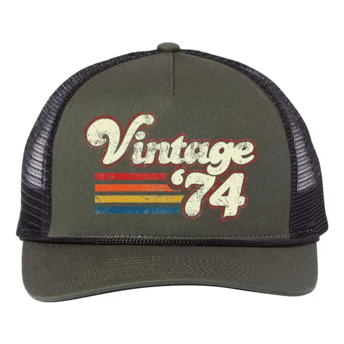 Vintage 1974 Birthday Retro Rope Trucker Hat Cap