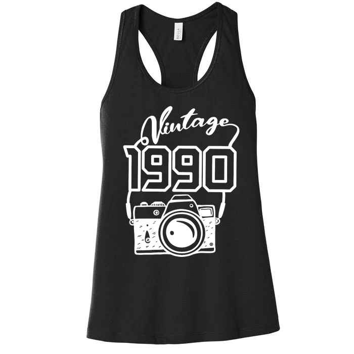 Vintage 1990 Birthday Party Happy Birthday Women's Racerback Tank