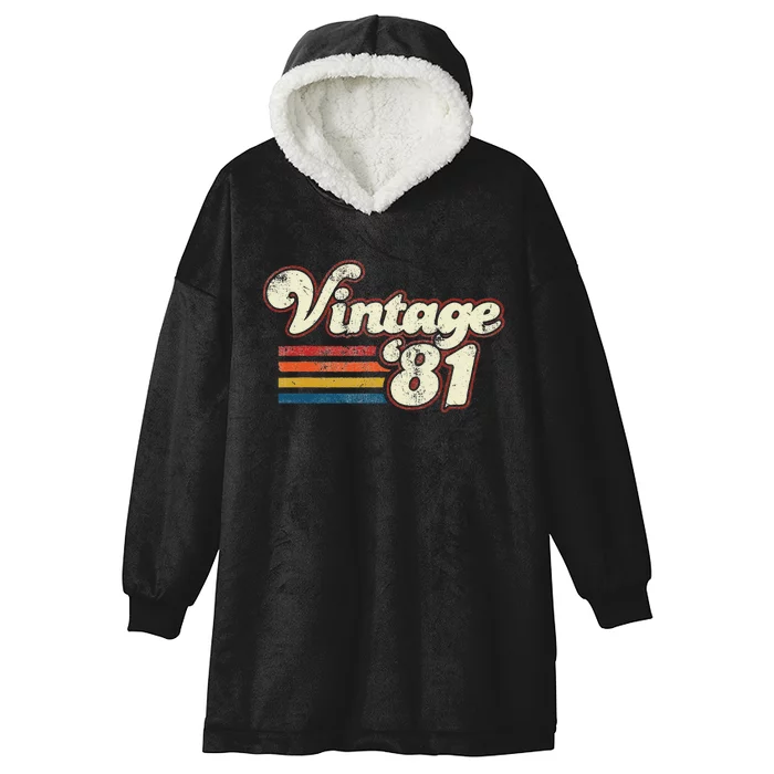 Vintage 1981 Birthday Hooded Wearable Blanket