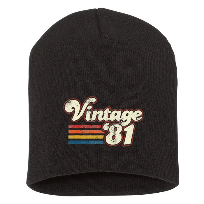 Vintage 1981 Birthday Short Acrylic Beanie