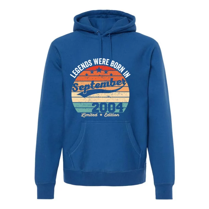 Vintage 18th Birthday Legends Were Born In September 2004 Gift Premium Hoodie