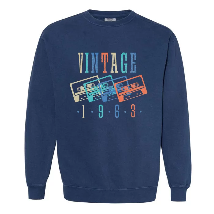 Vintage 1963 Cassette Tape 1963 Birthday Garment-Dyed Sweatshirt