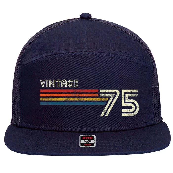 Vintage 1975 Chest Stripe 48 Birthday 7 Panel Mesh Trucker Snapback Hat