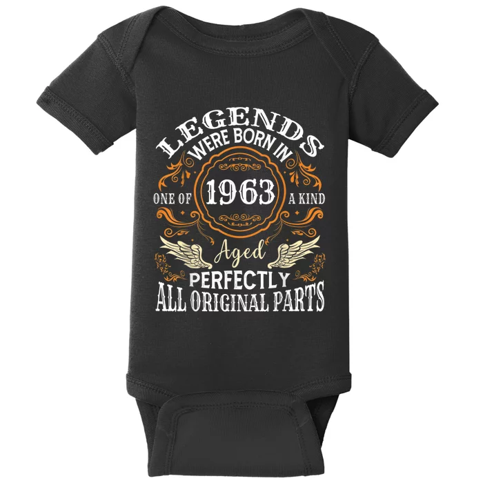 Vintage 1963 Classic Turning 60 Years 60th Birthday For M.e.n Baby Bodysuit