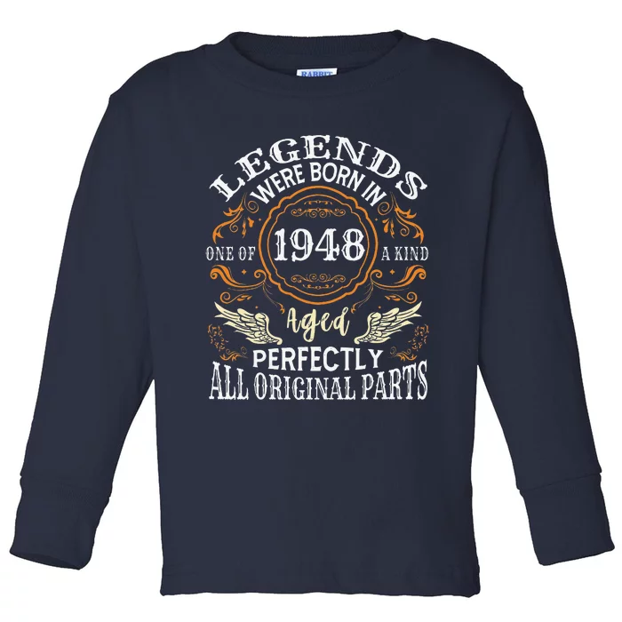 Vintage 1948 Classic Turning 75 Years 75th Birthday For Toddler Long Sleeve Shirt