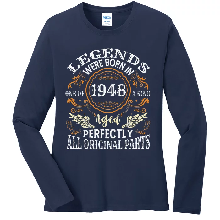 Vintage 1948 Classic Turning 75 Years 75th Birthday For Ladies Long Sleeve Shirt