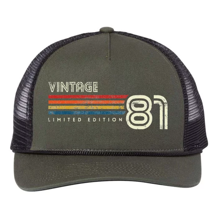 Vintage 1981 Chest Stripe Birthday Retro Rope Trucker Hat Cap