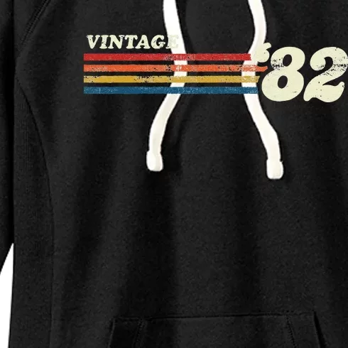 Vintage 1982 Chest Stripe Birthday Women's Fleece Hoodie