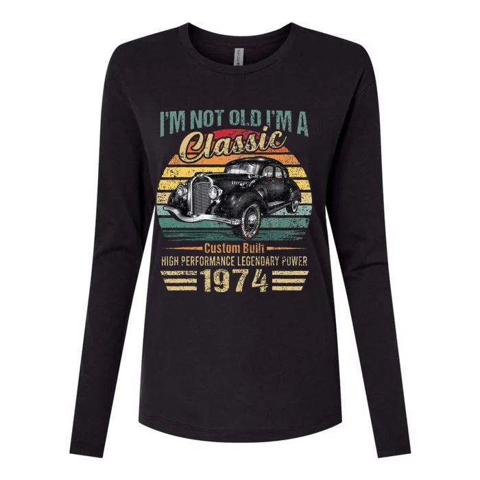 Vintage 1974 Classic Car 50 Year Old 50th Birthday Womens Cotton Relaxed Long Sleeve T-Shirt