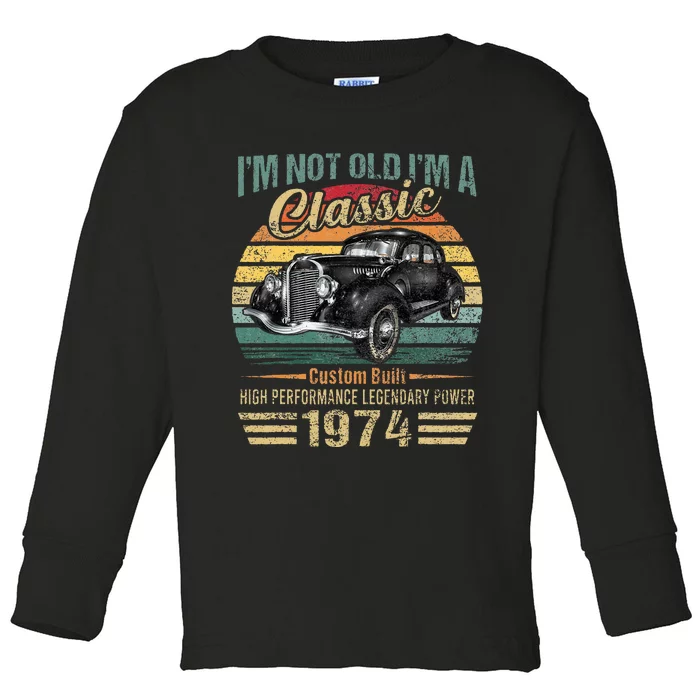 Vintage 1974 Classic Car 50 Year Old 50th Birthday Toddler Long Sleeve Shirt