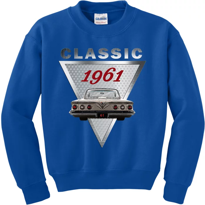 Vintage 1961 Classic Car Art Triple Tail Lights 60s Cars Kids Sweatshirt