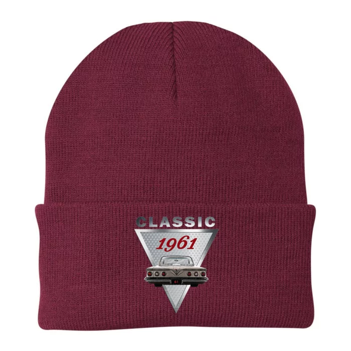 Vintage 1961 Classic Car Art Triple Tail Lights 60s Cars Knit Cap Winter Beanie