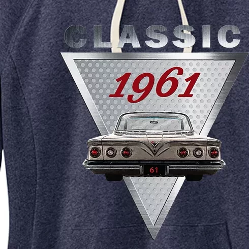 Vintage 1961 Classic Car Art Triple Tail Lights 60s Cars Women's Fleece Hoodie