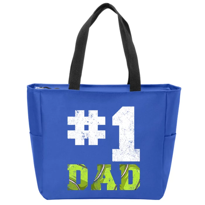 Vintage #1 Dad Number One Tennis Dad Fathers Day Gift Zip Tote Bag