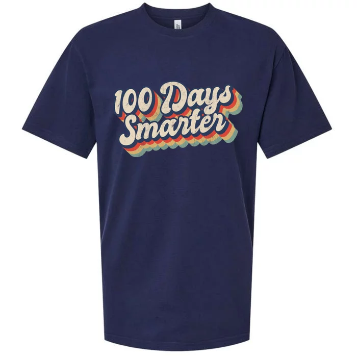 Vintage 100 Days Smarter Teacher Student 100th Day Of School Gift Sueded Cloud Jersey T-Shirt