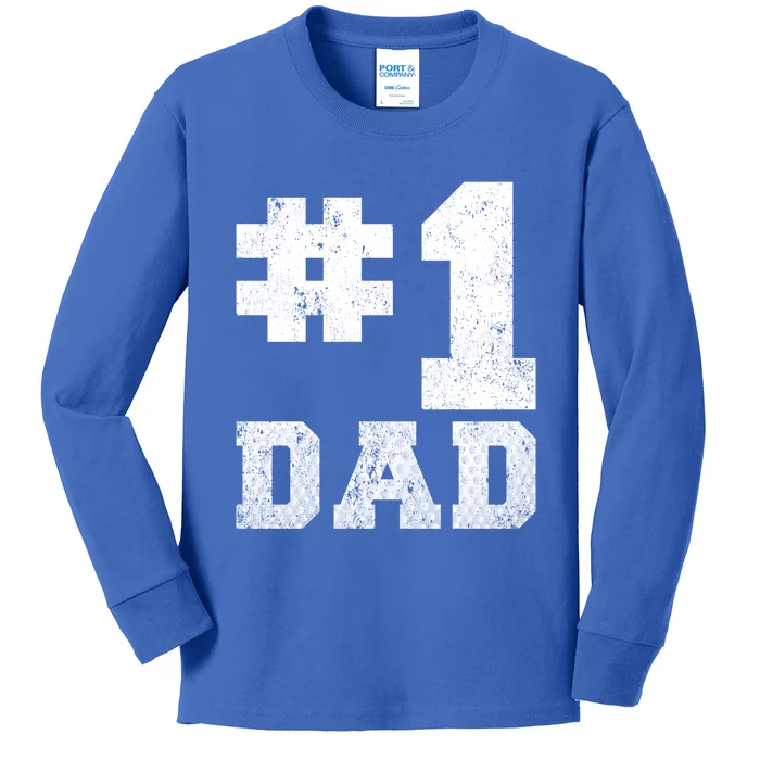 Vintage #1 Dad Number One Golf Dad Fathers Day Gift Kids Long Sleeve Shirt