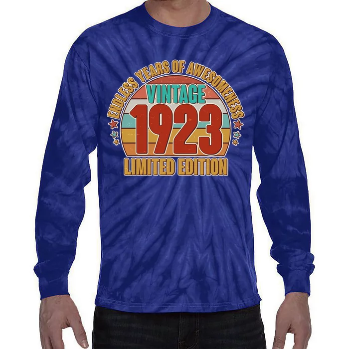 Vintage 1923 Endless Years Of Awesomeness Limited Edition 100th Birthday Tie-Dye Long Sleeve Shirt