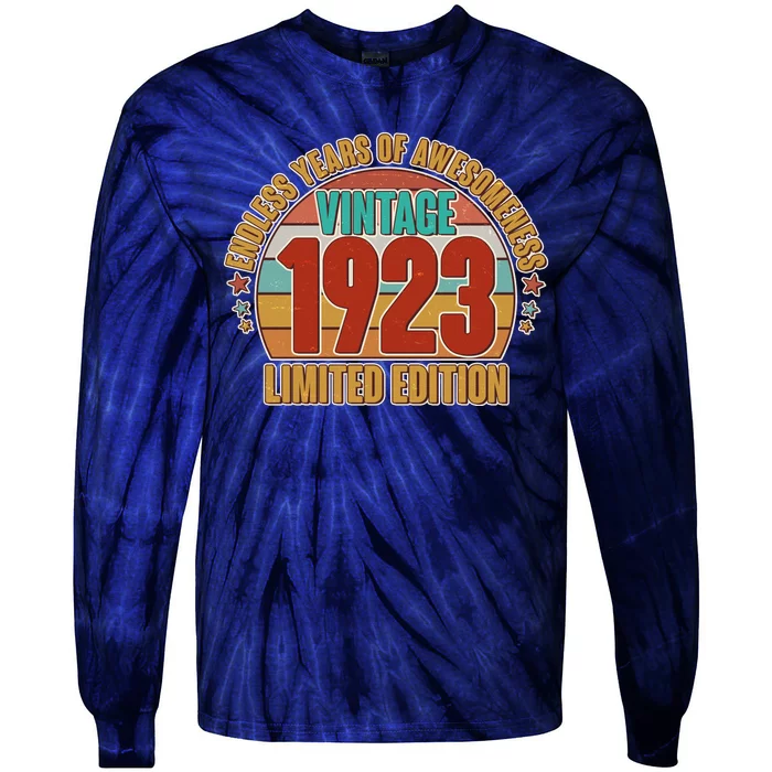 Vintage 1923 Endless Years Of Awesomeness Limited Edition 100th Birthday Tie-Dye Long Sleeve Shirt