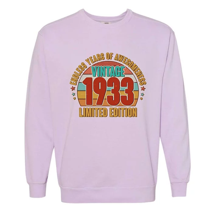 Vintage 1933 Endless Years Of Awesomeness Limited Edition 90th Birthday Garment-Dyed Sweatshirt